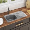 Fregadero de cocina con colador y sifón de acero inoxidable