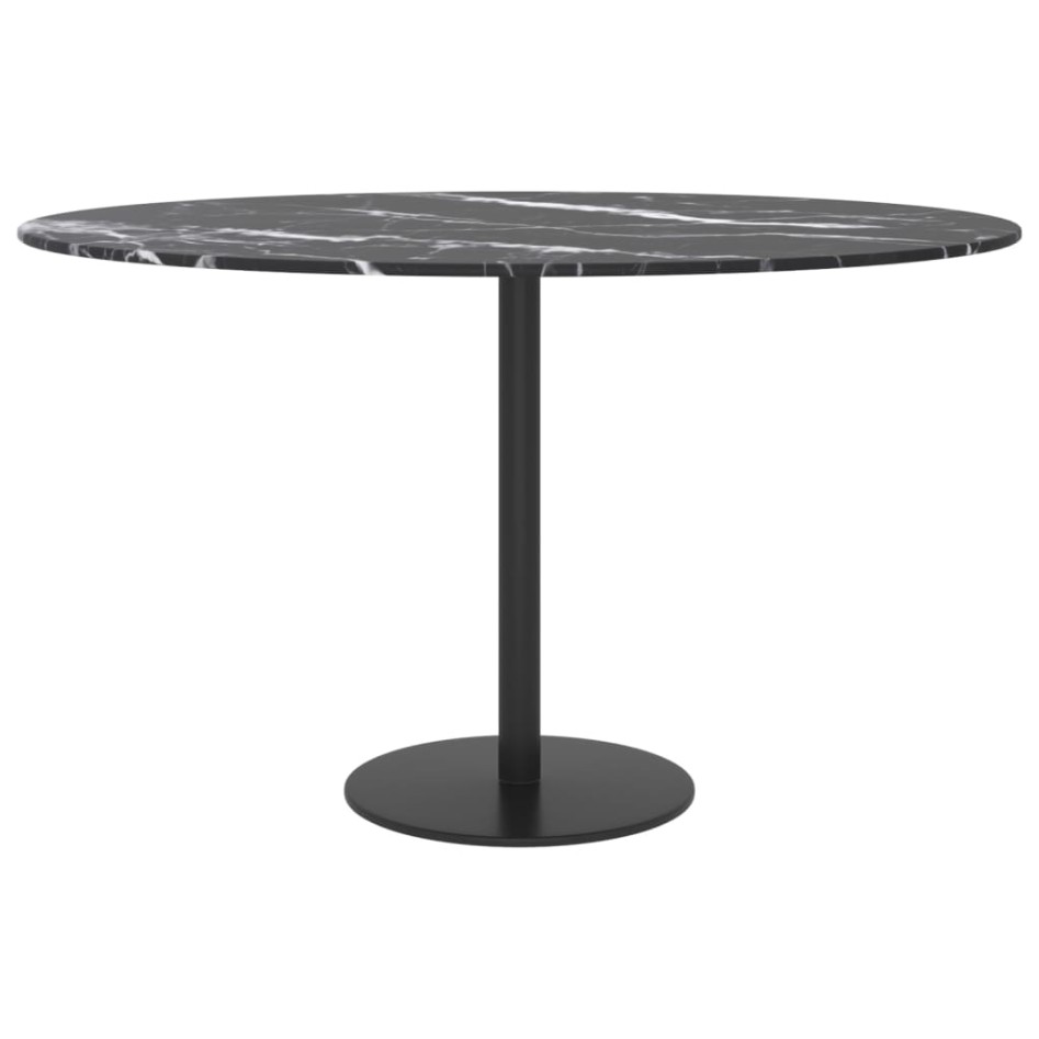 Tablero de mesa diseño mármol vidrio templado negro Ø70x0,8
