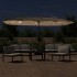 Sombrilla doble de jardín con luces LED gris taupe 449x245