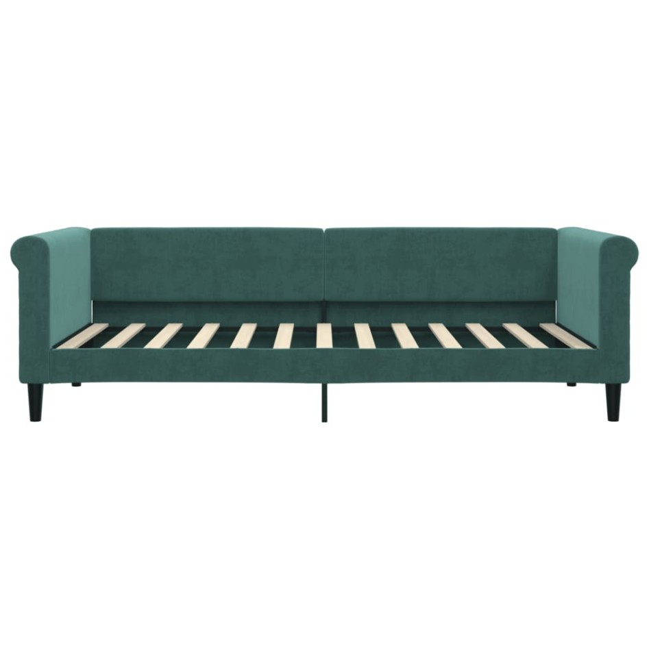 Sofá cama con colchón terciopelo verde oscuro 90x200