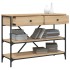 Mesa consola cajones estantes madera de ingeniería roble