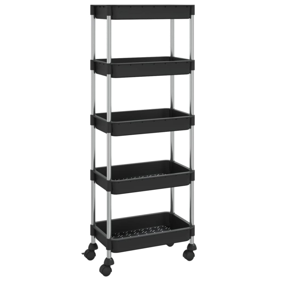 Carrito de cocina 5 niveles hierro y ABS negro 42x29x128