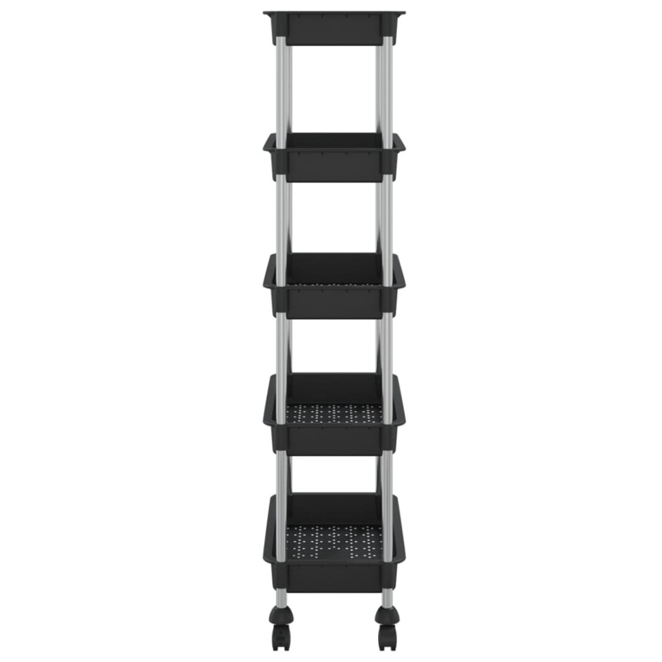 Carrito de cocina 5 niveles hierro y ABS negro 42x29x128