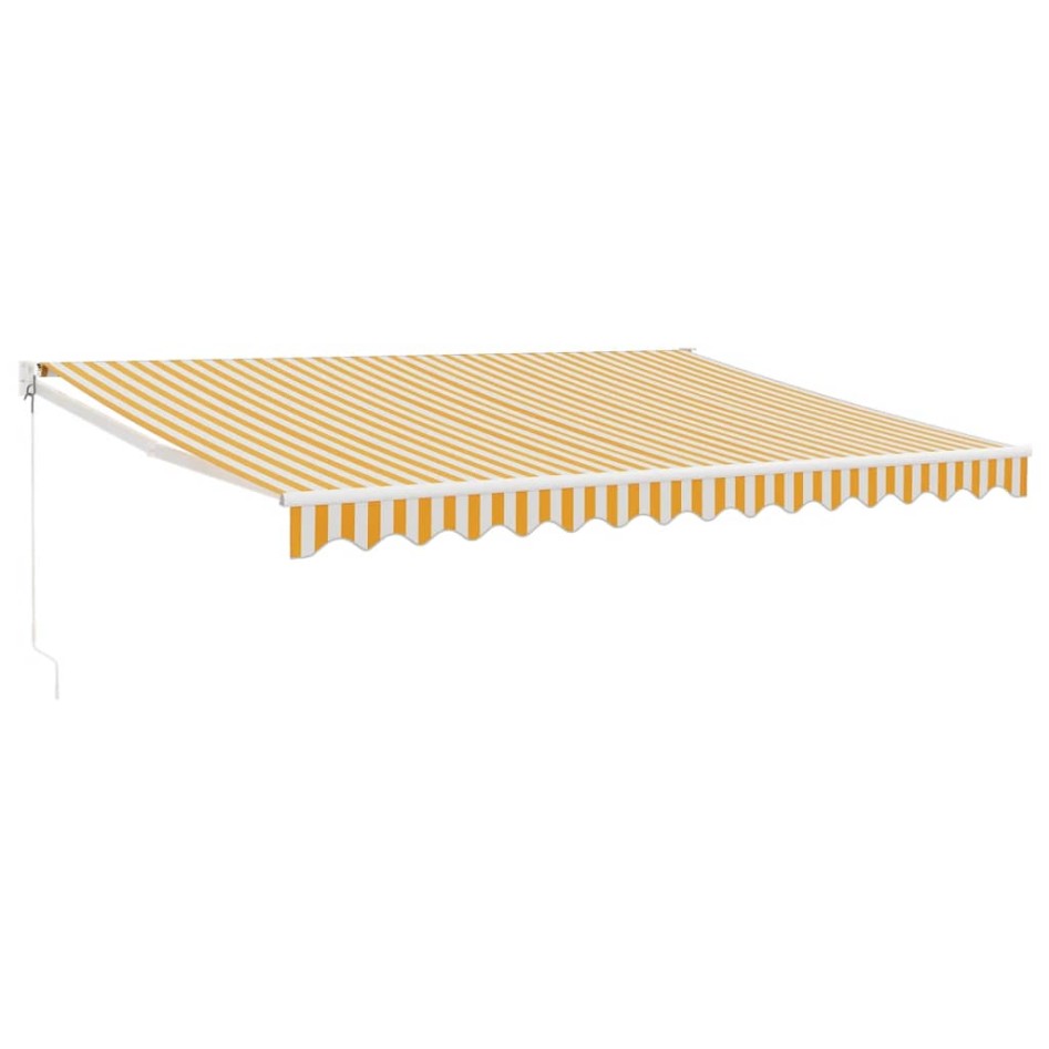 Toldo retráctil aluminio y tela amarillo y blanco 4,5x3