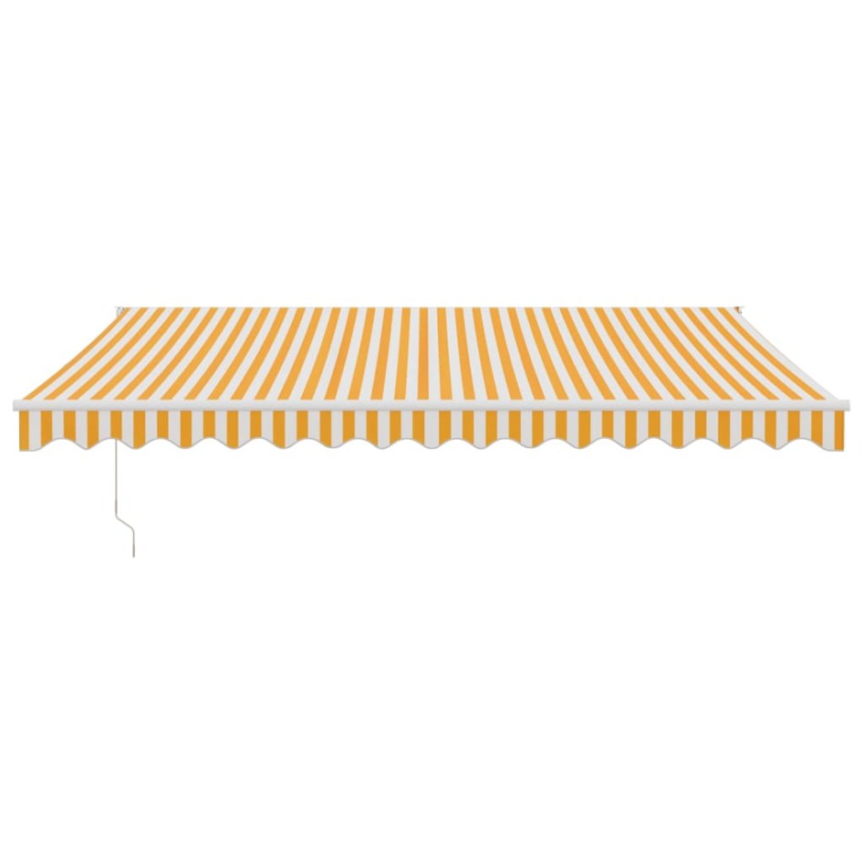 Toldo retráctil aluminio y tela amarillo y blanco 4,5x3