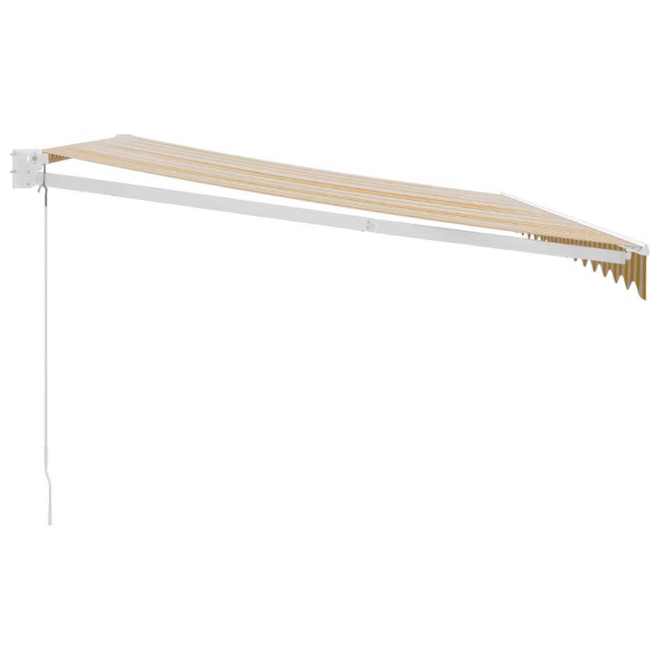 Toldo retráctil aluminio y tela amarillo y blanco 4,5x3