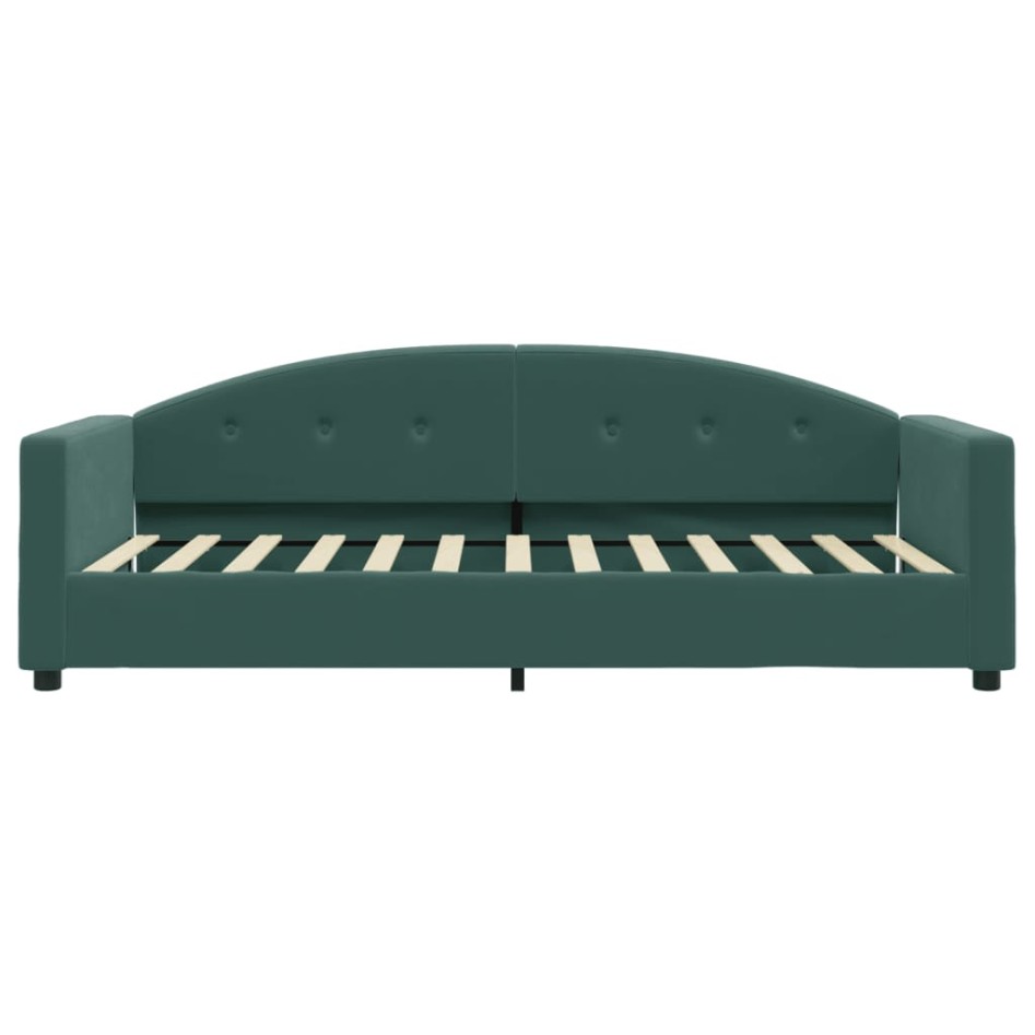 Sofá cama con colchón terciopelo verde oscuro 90x200
