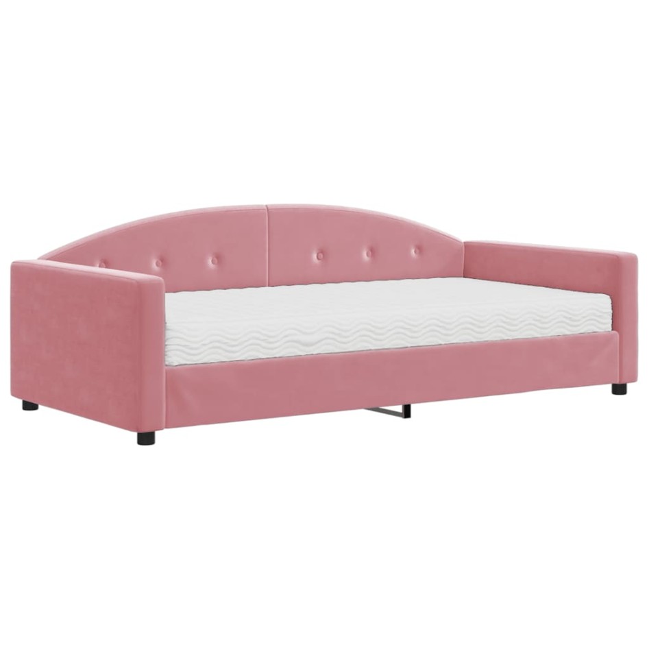 Sofá cama con colchón terciopelo rosa 100x200