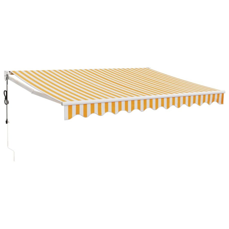Toldo retráctil automático amarillo y blanco 3x2,5