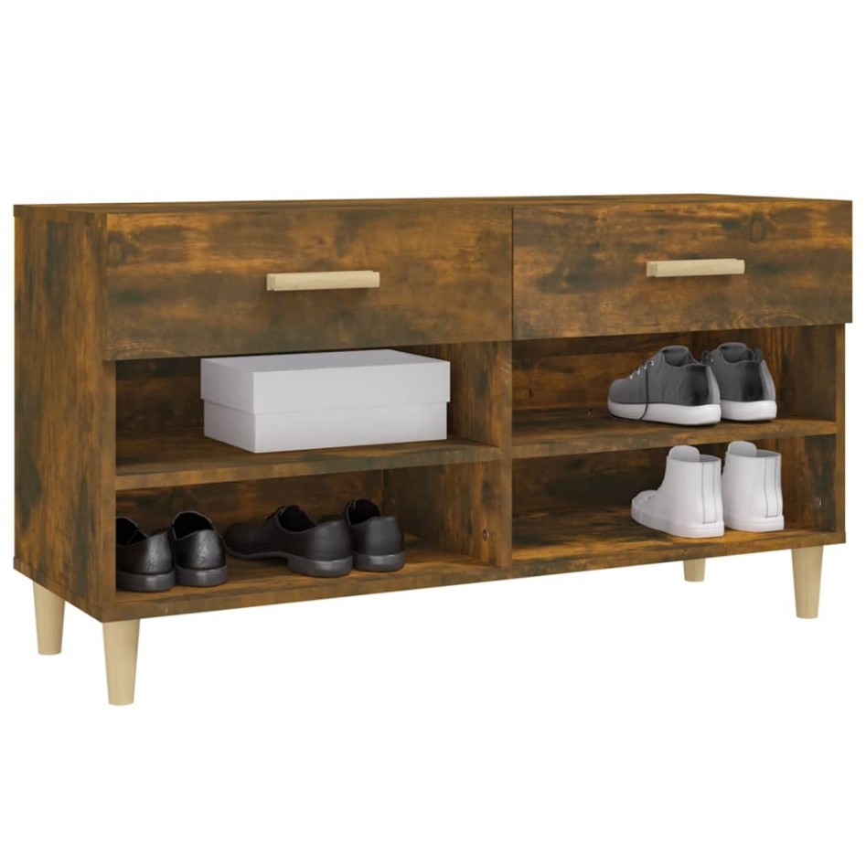 Mueble zapatero madera contrachapada roble ahumado 102x35x55