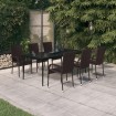 Juego de comedor para jardín 7 piezas negro y marrón