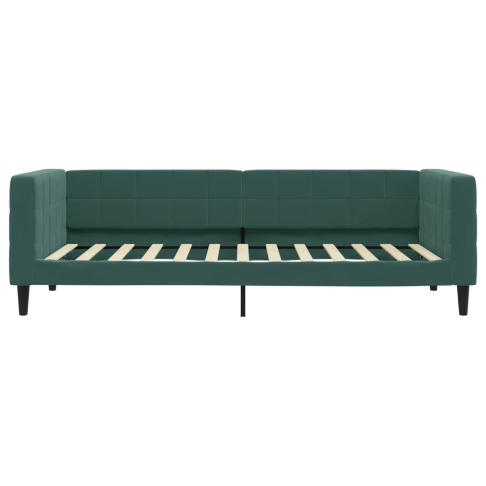 Sofá cama con colchón terciopelo verde oscuro 90x200