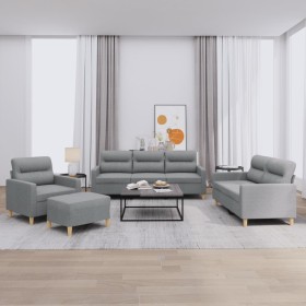 Juego de sofás con cojines 4 piezas tela gris