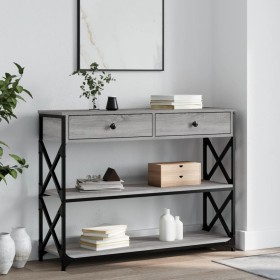 Mesa consola madera de ingeniería gris Sonoma 100x28x75