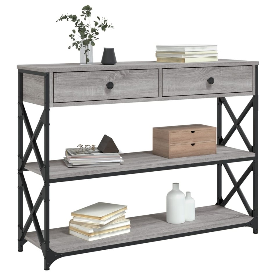 Mesa consola madera de ingeniería gris Sonoma 100x28x75