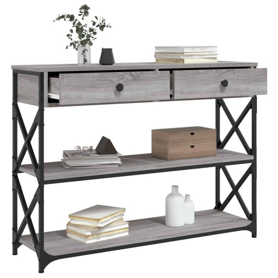 Mesa consola madera de ingeniería gris Sonoma 100x28x75