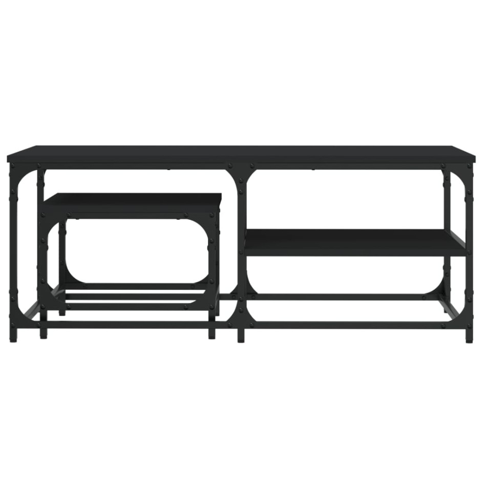 Mesas de centro apilables 2 piezas madera de ingeniería