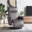Sillón reclinable con reposapiés cuero sintético gris