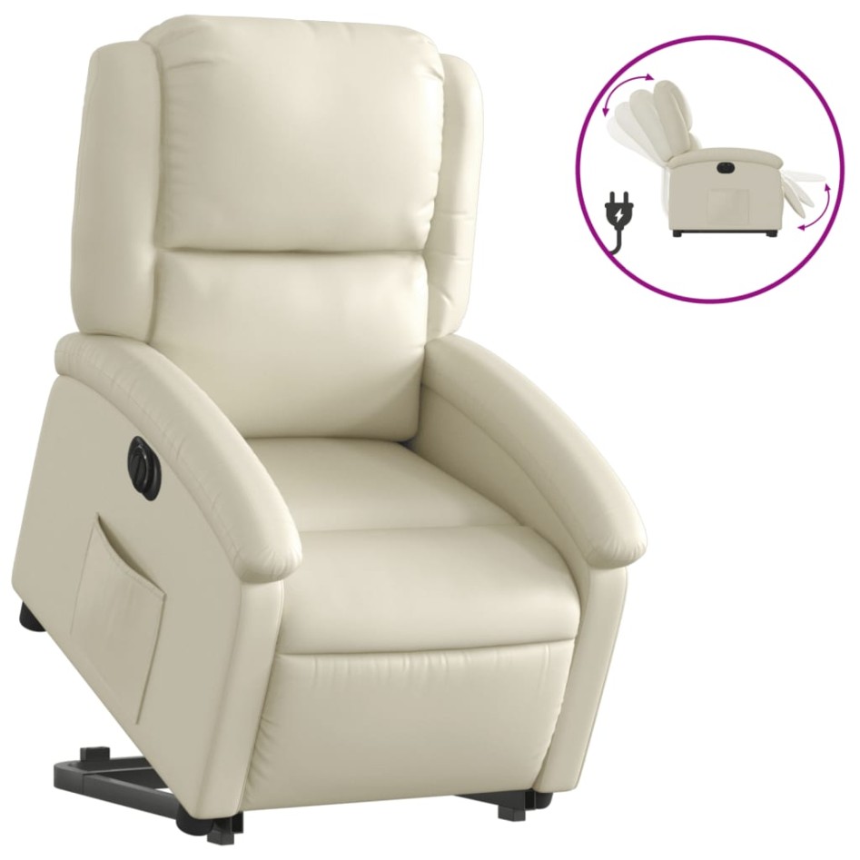 Sillón reclinable elevable eléctrico de cuero sintético