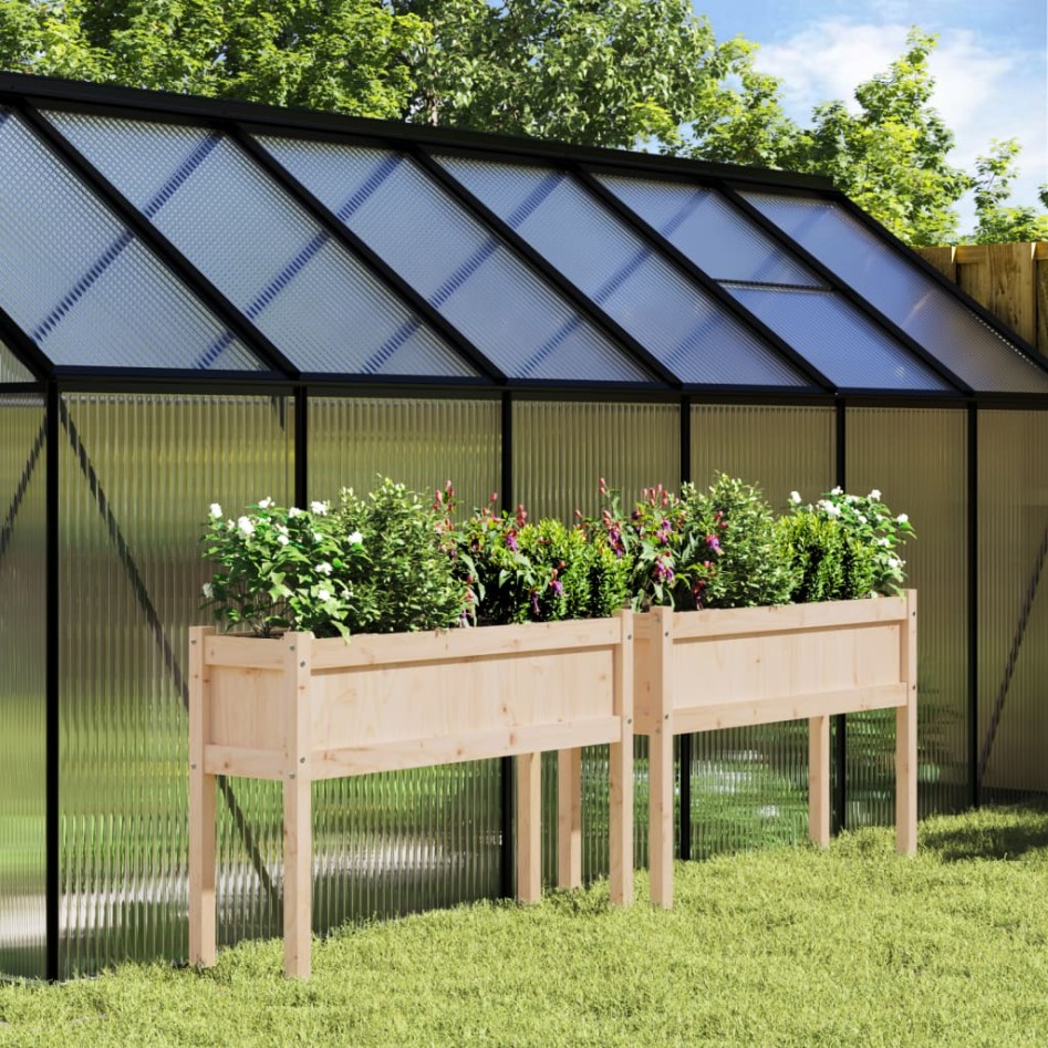 Jardineras de exterior con patas 2 uds madera maciza de