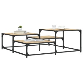 Mesa de centro madera de ingeniería roble Sonoma 107x107x40