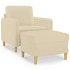 Sillón con taburete tela crema 60