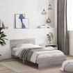 Cama con cabecero madera de ingeniería gris Sonoma 100x200 cm