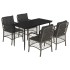 Set comedor de jardín 5 piezas con cojines ratán sintético