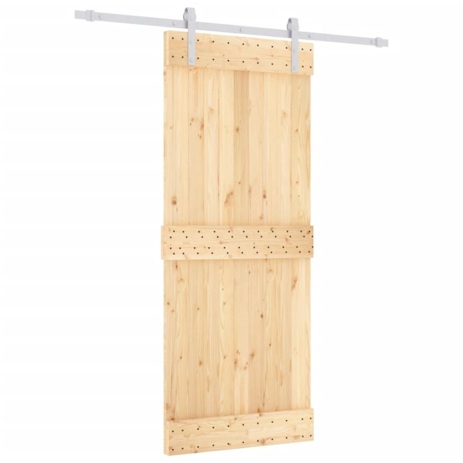Puerta corredera con herrajes madera maciza de pino 85x210