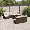 Set de sofás de jardín 11 pzas cojines ratán sintético marrón