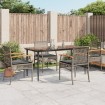 Set comedor de jardín 5 piezas con cojines ratán sintético gris