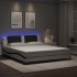 Estructura de cama con luz LED cuero PE blanco negro 180x200