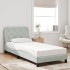 Cama con colchón terciopelo gris claro 90x200