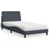 Cama con colchón terciopelo gris oscuro 100x200