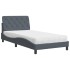 Cama con colchón terciopelo gris oscuro 100x200