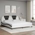 Cama con colchón cuero sintético blanco y negro 180x200