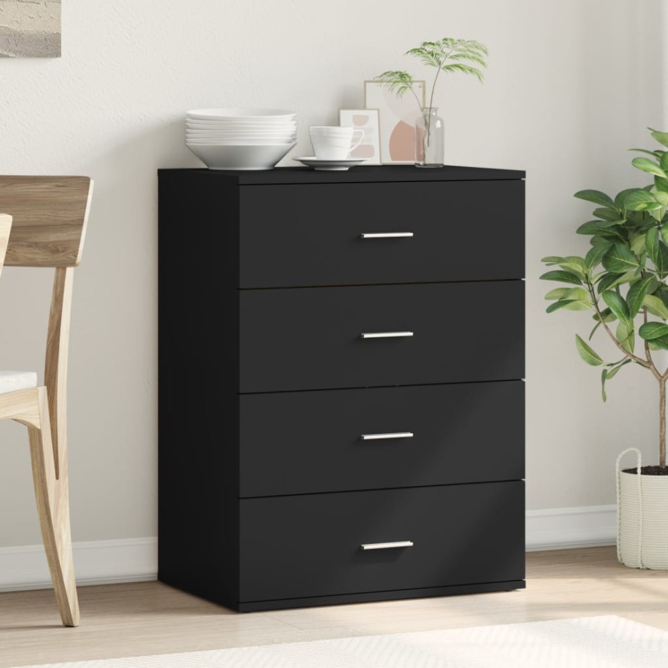 Aparador de madera de ingeniería negro 60x39x80