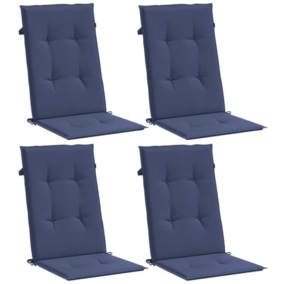 Cojines para silla con respaldo alto 4 uds tela azul
