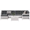 Set muebles jardín 7 pzas con cojines madera maciza pino blanco