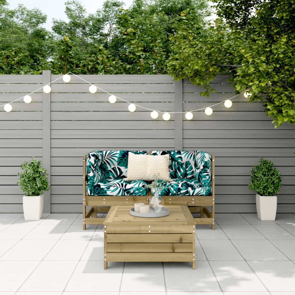 Juego de sofás de jardín 3 piezas madera de pino