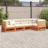 Set de sofás jardín 5 pzas con cojines madera pino marrón