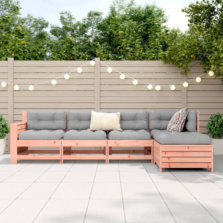 Juego de sofás de jardín 5 pzas madera maciza de abeto