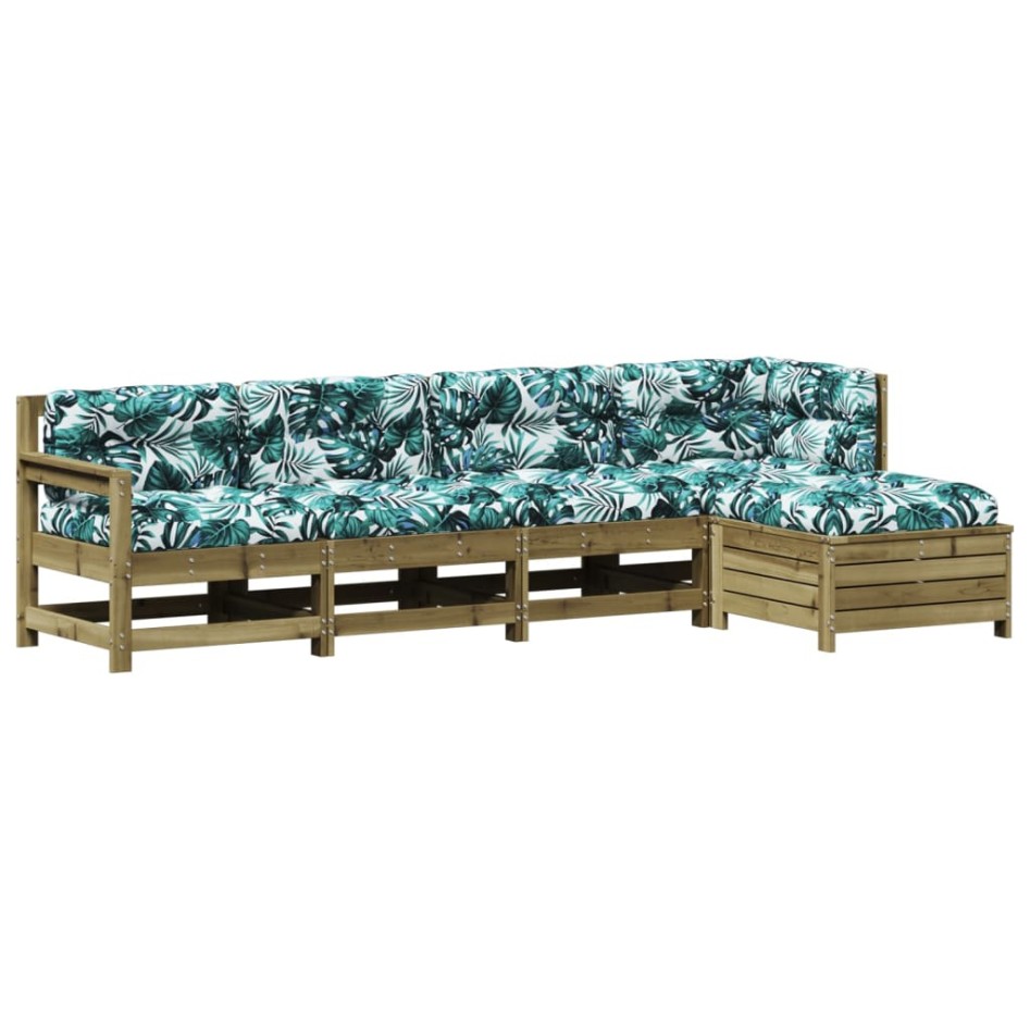 Juego de muebles jardín 5 pzas y cojines madera pino