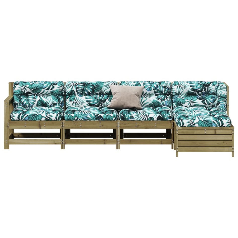 Juego de muebles jardín 5 pzas y cojines madera pino