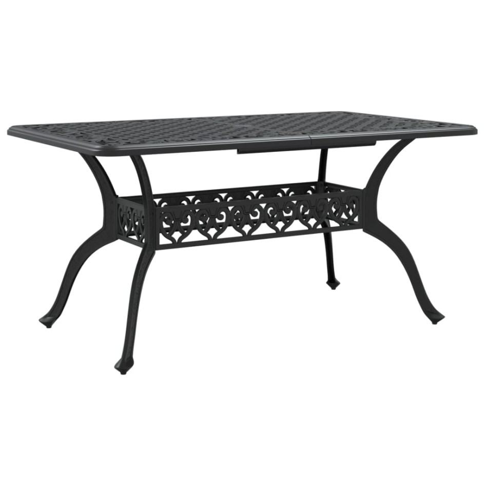 Mesa de jardín aluminio fundido negro 150x90x72