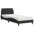 Cama con colchón terciopelo negro 90x200