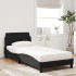 Cama con colchón terciopelo negro 90x200