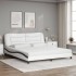 Cama con colchón cuero sintético blanco y negro 180x200
