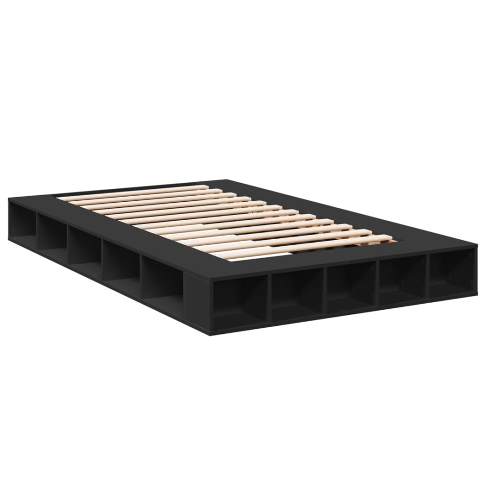 Estructura de cama madera de ingeniería negra 120x200