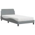 Cama con colchón tela gris claro 100x200